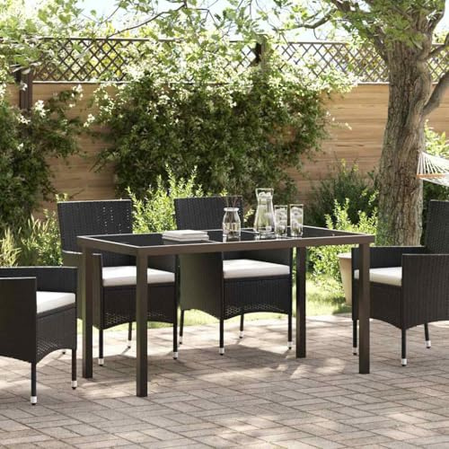 Owoxanthellate Gartentisch Teak schwarz 140 x 80 x 73 cm ausziehbar Modernes Design Robust und Langlebig für Garten Balkon Terrasse
