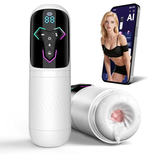 AI Sync Male Sex Toys Masturbator, APP Control Adult Toys with 10 Vibrating 7 Thrusting 5 Sucking Modes, Sex Toyscouples for Man Pocket Pussy Penis Pump, Male Masterubaters Fleshliglt for Men