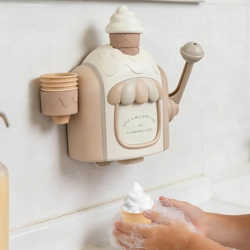 Eiscreme Badespielzeug, Lustige Eiscreme Schaummaschine Badewannenspielzeug, 2026 Neue Eismaschine Badewanne Kinder mit Eiswaffeln, Niedliche Eismaschine Wasserspielzeug Badespielzeug ab 3 Jahre