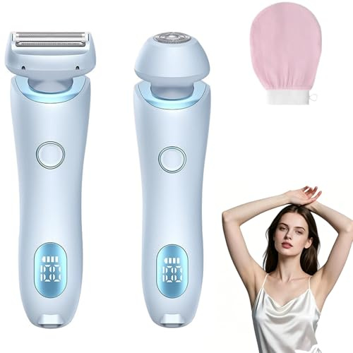 Boulina Rasierer Damen, 2-In-1 Pro Razor, Leicht Zu Reinigendes GeräT, Sanfte Haarentfernung FüR Glatte Haut, Ergonomisches Design & Wet & Dry Anwendung Ideal FüR Die KöRperpflege (Blue)