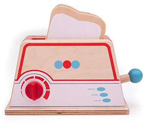 Bigjigs Toys Wooden Toaster with Wooden Bread - Play Food and Role Play for Children
