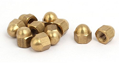 Sourcingmap 10pcs M5 Female Thread Nut DIN1587 Dome Cap Head Hex Brass Tone