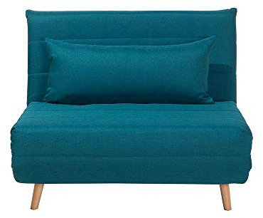 Beliani Einzelnes Schlafsofa ausziehbar Mir Kissen seeblau Setten