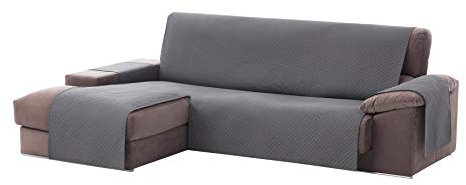 TEXTIL-HOME Housse de canapé Adele, Protection rembourrée pour canapé d'angle Gauche. Taille -200cm. Couleur Grey (VU of Face)