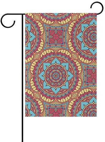 FANTAZIO Gartenflagge Hinduismus Buddhismus Mandala doppelseitig Flagge, Polyester, 1, 12x18(in)