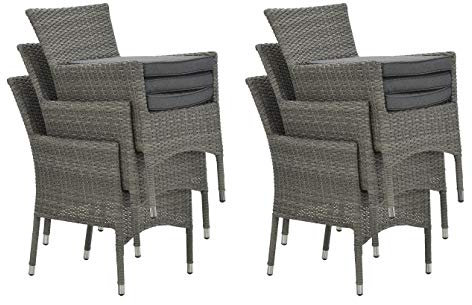 Garden Impressions 6 x stapelbarer Polyrattan Diningsessel Nicosia, inklusive Auflage