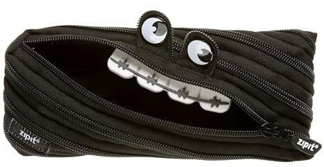 ZIPIT Gorge Federmäppchen für Kinder | Großes Mäppchen für die Schule | Monster Etui für Jungen und Mädchen | Federmappe Schwarz