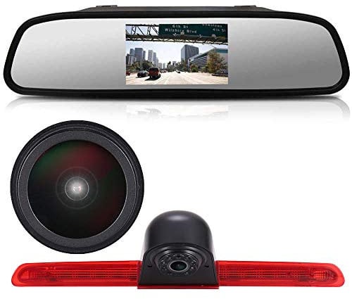 【Super HD Rückfahrkamera Set】4.3'' Rückspiegel Monitor + 1280*720 Pixel 1000TV Linien HD Nachtsicht Bremsleuchte Rückfahrkamera Ersatz für VW T6 Heckklappe Hochdach Transporter Business MPV SUV