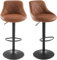 Millhouse DM585 Modern Bar Stools Set, Leatherette Exterior, Adjustable Swivel Gas Lift, Black Footrest for Breakfast Bar, Counter, Kitchen (DM585-Amalfi-Brown)
