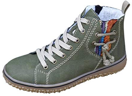 Stivaletti Stivali Sneakers Donna Calda Taglie Forti Scarpe Basse Casual con Zeppa Stivali Corti alla Caviglia (40,Verde)
