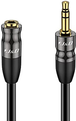 J&D Cavo di Prolunga AUX 3,5 mm, Guscio in Rame Maschio a Femmina Stereo Ausiliario TRS 1/8 Pollice Adattatore