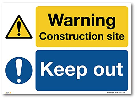 Warning Construction Site Keep Out, A3 420x297mm, PVC Rigid Plastic, Building, Renovations, Construction Site Safety Signs
