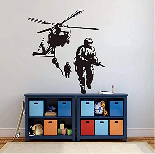Kindergarten Kinderzimmer Hubschrauber Wandaufkleber Junge Home Art Vinyl Wandaufkleber Schlafzimmer Spielzimmer Dekoration Poster Aufkleber 56X63Cm