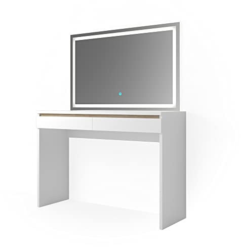 Vicco Schminktisch Emma, Weiß, 120 cm mit LED-Spiegel