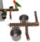Bol d'alimentation pour Oiseaux, Gamelle pour Oiseaux, 22 cm Support en Bois et Gamelle en Acier Inoxydable, Distributeur de Perchoirs, Combinaison Mangeoire pour Petites Perruches de Taille Moyenne
