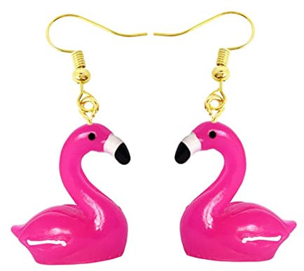 CrownOfRibbons Pendientes de Flamenco Rosa, Regalos para Mujeres y niñas, Colgantes