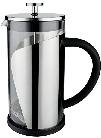 Café Olé Cafetera Cromo, 800ml, Prensa Francesa, Para Café de Filtro, Acero Inoxidable, Pulida a Espejo, QM-08C