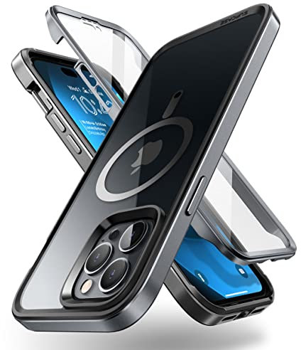 SUPCASE Edge Mag Hülle für iPhone 14 Pro Max (6.7'') 2022, Hartplastik Handyhülle Bumper Case Stoßfest Schutzhülle Cover [Edge Pro] mit Displayschutz Kompatibel mit MagSafe (Schwarz)