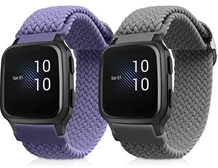 kwmobile 2x Uhrenarmband für Garmin Venu Sq Music/Sq Armband - Fitnesstracker Band Set aus Nylon - Ersatzarmband Smartwatch