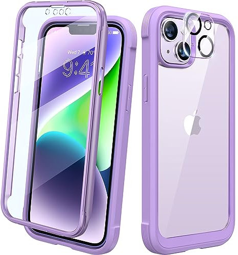 Diaclara Designed for iPhone 14 Plus Case, Full Body Rugged Case with Built-in Touch Sensitive Anti-Scratch Screen Protector, with Camera Lens Protector for iPhone 14 Plus 6.7 (Peri Purple)