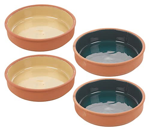Mix Colour Terracotta Ramekin Set 16cm Oven Cooking Dish Serving Dip Tapas Bowl (4)