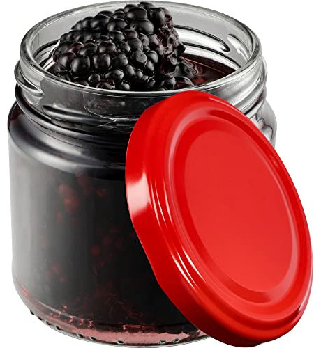 KADAX Set de 100 tarros de 200 ml con tapa de rosca Ø 66 mm, tarros de postre de paredes gruesas, herméticos, aptos para lavavajillas, ideales para mermeladas y conservas