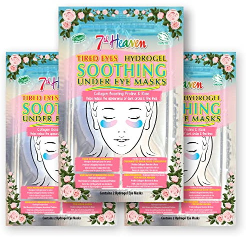 7th Heaven Soothing Under Eye Mask, 3 Pairs Hydrogel Patches with Collagen & Rose, Rejuvenating Depuffing Treatment for Fine Lines, Dark Circles, Puffiness & Tired Eyes, Cruelty-Free Skincare | SOOTHING HYDROGEL EYE PATCHES - These under eye masks are created to revive tired looking eyes while helping to