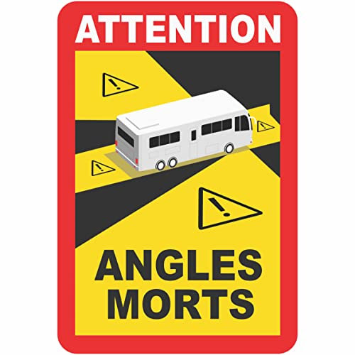 INDIGOS UG - 3x Magnetschild Angles Morts - 17 x 25 cm - Magnetfolie für Frankreich - Warnschild Toter Winkel für Wohnmobil, Camper, Truck, Transporter - gemäß französischer StVo
