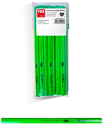 TOX Neo Zimmermannsbleistift, oval-vierkant, Neonfarben Grün, Härtegrad medium, für Strichbreiten von 1 – 2 mm, ungespitzt, 250 mm lang, 09790104 x 12stk