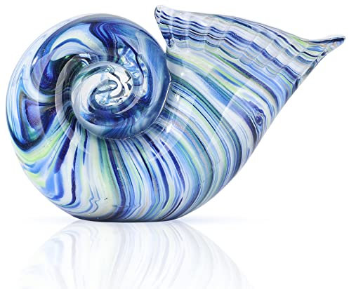DOVDOV Mundgeblasene Glasmuscheldekoration, Kunstglas-Conch-Skulptur, bunte Muschelstatue für Zimmer, Büro, Couchtisch, Wohnzimmer, TV-Ständer, Heimdekoration.