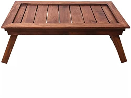 Mesa con Bandeja de Madera para Desayuno, Cama, Bandeja para Servir, Patas Plegables, Muebles de Sala de Estar, Mesa Plegable para Bandeja de té (Rosso 50x28x20cm)