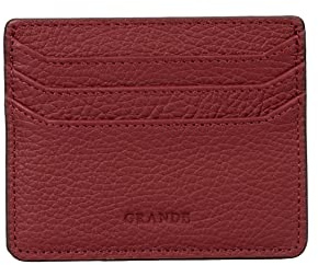 grande 3633 Genuine Leather Card Holder for Women and Men Super Slim Minimalist Small Snap Wallet (Burgundy)