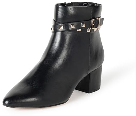 The Drop Women's Jessi Side-zip Block Heel Ankle Boot, Black Studded, 8
