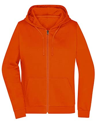 James & Nicholson Damen Basic Kapuzen-Sweatjacke - Leicht taillierte Sweatjacke mit Kapuze | Farbe: orange | Grösse: S