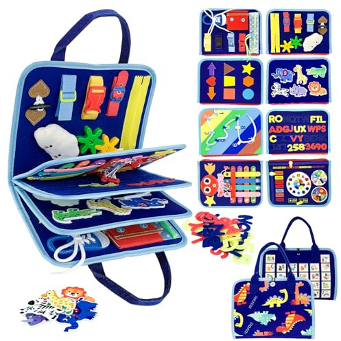 CNMTCCO Sicheres Montessori Busy Board für Kleinkinder ab 3 Jahren – Interaktives Motorikspielzeug & Lernspielzeug für Reisen, Auto und Flugzeug Jungen und Mädchen