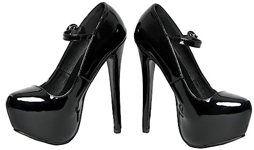DEMONIA - Schwarzer Vinyl-Plateau-Pumps Melusine - Fetisch- und Gothic-Schuhe mit 5 cm Plateau und 15.5 cm Absatz - Größe 44