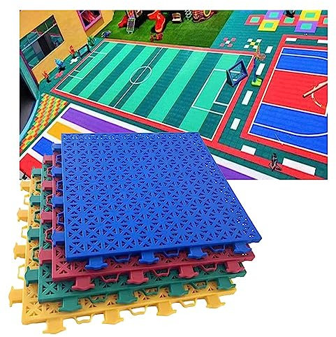 Sportboden Modular Interlocking Floor Tiles for Kindergarten, DIY Plastic Splicing Sports Floor mats for Indoor and Outdoor Sports venues, 9 Colors (Color : Blue, Size : 10PCS)