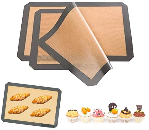 Eabdice 2 Stück Dauerbackfolie, Dauerbackfolie für Backofen, Leicht zu reinigende Teigmatte, für Backöfen, Mikrowellen, Esstische, Kühlschränke