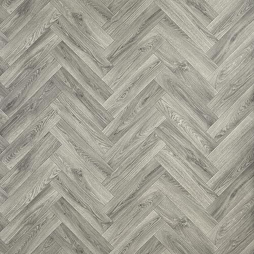 Best4flooring Grey Herringbone Wood Effect Cushioned Vinyl Flooring Light Oak Grey Lino Flooring For Bedroom Bathroom Lounge Non Slip Hard Wearing 2m x 2m
