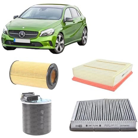 Kit 4 filtri tagliando per Classe A W176 gasolio 2143CC 200CDI 220CDI (2012-2019)