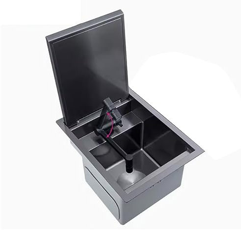 Fregaderos De Cocina Ocultos, Fregadero Oculto con Tapa, con Grifo De Cocina Abatible, Reducción De Ruido, Dispensación Suave, Área De Limpieza Grande (Color: Negro, Tamaño: 360x420mm)