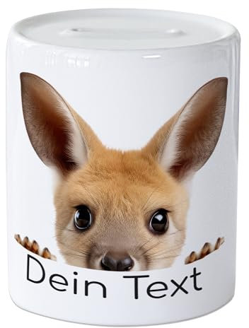 GRAZDesign Spardose Baby Känguru mit Name personalisiert, Geldgeschenk für Mädchen und Jungen aus Keramik