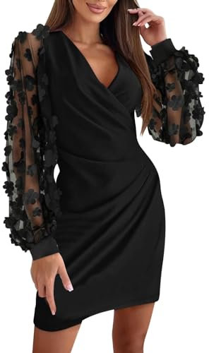 Robe de Soirée Femme Noire Grande Taille Brillante Cache Coeur Habillée Chic et Élégante - Pour Nouvel An et Été - Style Blazer