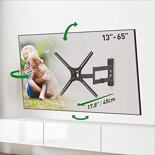 Barkan TV Wall Mount, 13-65 Inch Swivelling/Tilting/Full Motion Flat & Curved TV Bracket Holds up to 40 kg, Patented for LED OLED LCD, Max. VESA 400 x 400
