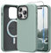SURPHY für iPhone 14 Pro Leder Hülle mit Displayschutzfolie, Kunstleder Handyhülle iPhone 14 Pro Case 6,1 Zoll, Dünne Protective Schutzhülle (mit Mikrofaserfutter), Mintgrün