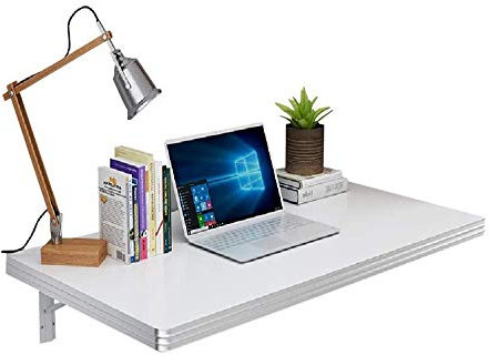 asdchZen Hölzerner Computertisch, Zusammenklappbarer, Wandmontierter Stehtisch, Schreibtisch Für Die Wohnküche, Weiße Stahlhalterung (120 X 50 cm)