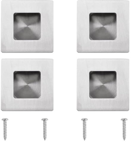 MOROBOR Maniglie a filo da incasso, 4 pezzi, con foro laterale quadrato, in acciaio inossidabile, maniglie scorrevoli incorporate per cassetti, armadietti, guardaroba/argento spazzolato, 50 mm