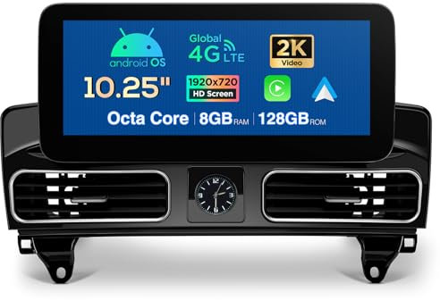XTRONS 10,25'' Android 14 Autoradio Octa Core 8+128 Integriertes 4G LTE CarAutoPlay Android Auto DSP WiFi Bluetooth GPS optional DAB+ OBD2 DVR für Mercedes Benz ML-Klasse W166 NTG 4.5 4.7