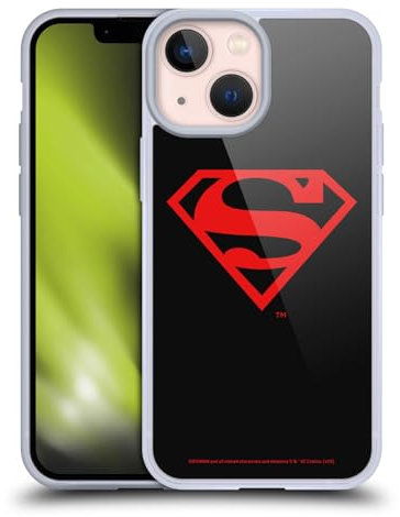 Head Case Designs Officially Licensed Superman DC Comics Black And Red Logos Soft Gel Case Compatible with Apple iPhone 13 Mini and Compatible With MagSafe Accessories
