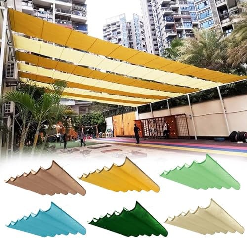Commercial & Residential Wave Shades Sails Retractable, Sliding Waterproof Canopy Cloth with Fitting Kit, UV Resistant Screen Cover, Pergola Carport (Color : W x L, Size : 0.9x5m(3'x16.4'))